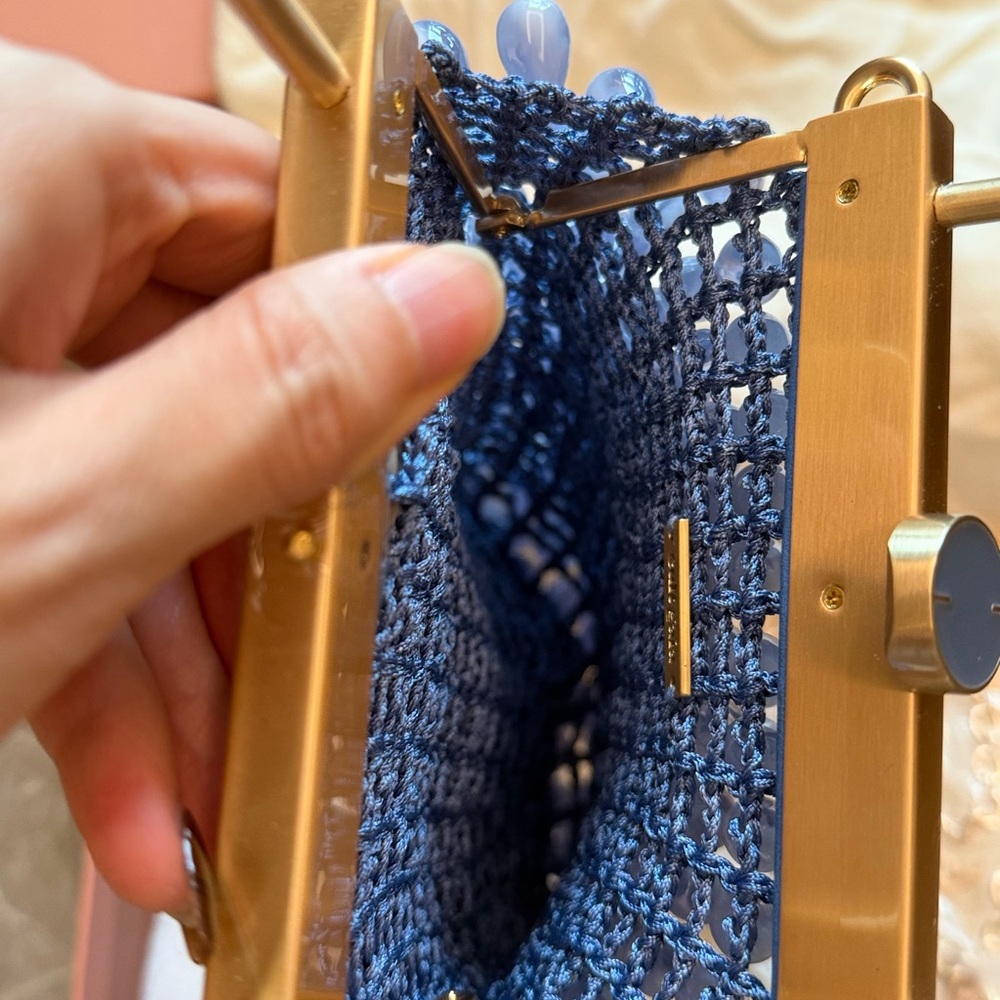 cult gaia Periwinkle Beaded Clutch with Gold Frame - Picture 10 of 13